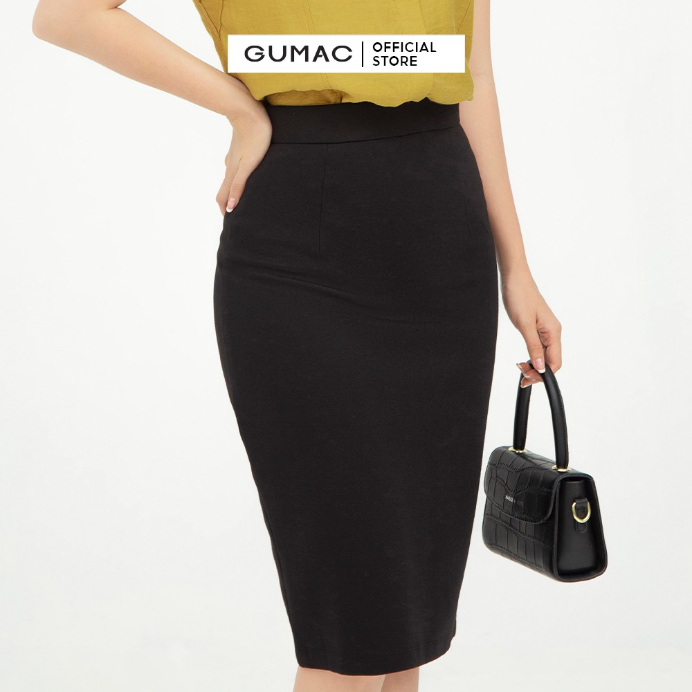 Chân váy bút chì thời trang GUMAC màu đen thiết kế basic VC03007 | BigBuy360 - bigbuy360.vn