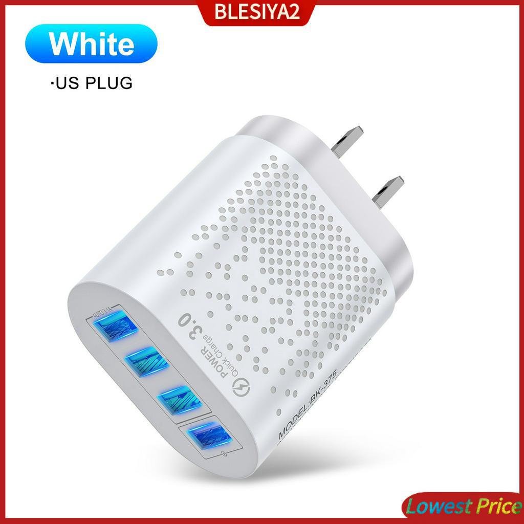 Củ Sạc Nhanh QC 3.0 4 Cổng USB Phích Cắm US Màu Đen