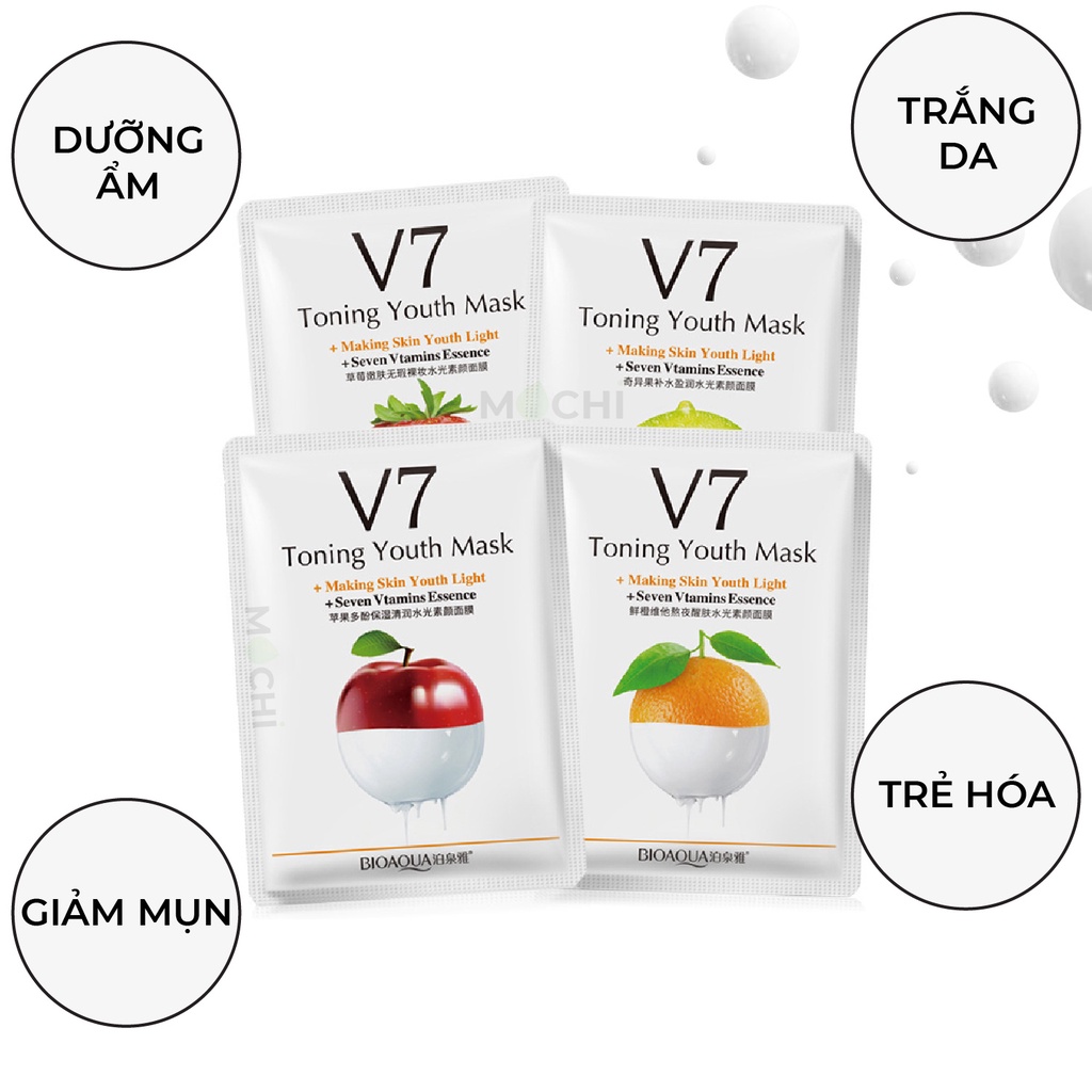 Mặt Nạ Giấy Dưỡng Trắng Da Giảm Mụn Cấp Ẩm V7 Toning Youth Mask Trái Cây Vitamin Bioaqua Nội Địa Trung MOCHI SHOP | BigBuy360 - bigbuy360.vn