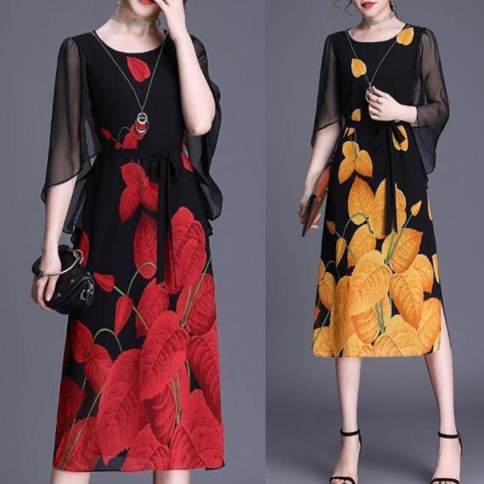SINDI - THỜI TRANG TRUNG NIÊN - ĐẦM SUÔNG BIGSIZE KIỂU ĐẦM SUÔNG VOAN HOA ĐẦM SUÔNG TRUNG NIÊN TAY CÁNH TIÊN SINDI 3205