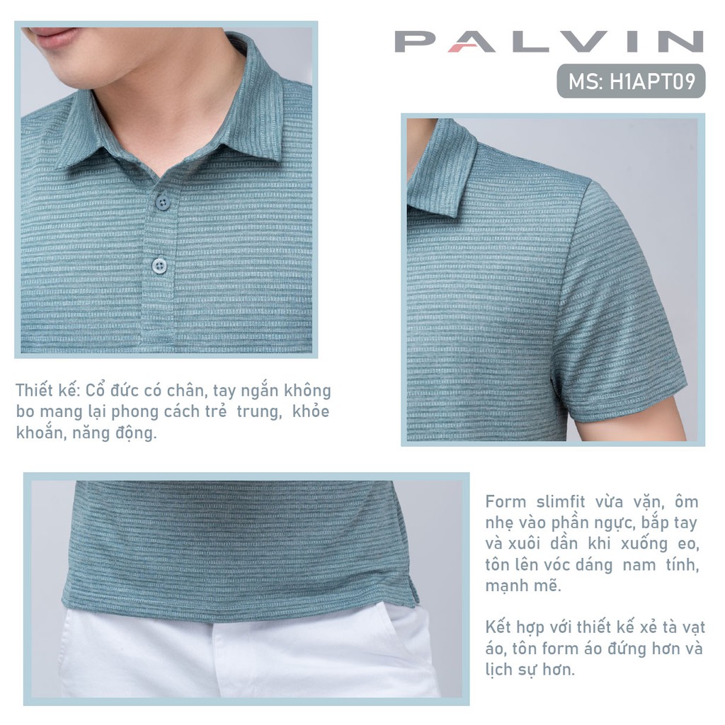 Áo thun nam có cổ PALVIN, áo phông polo nam, form ôm vừa, co giãn 4 chiều - H1APT09