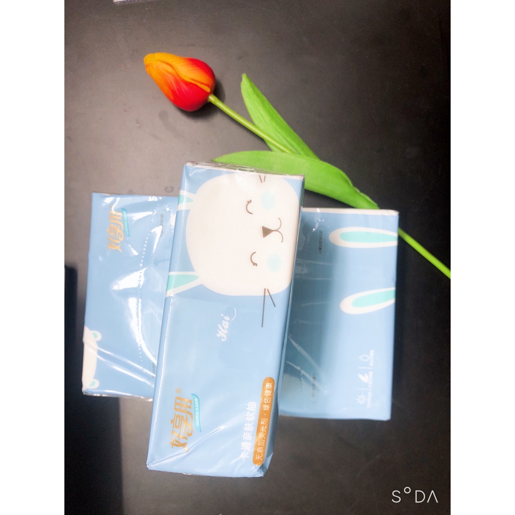Giấy ăn thỏ con, giấy ăn gấu trắng dễ thương, khăn giấy ăn cao cấp siêu dai sindecor