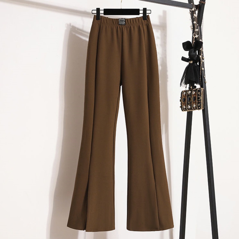 Quần Dài Ống Loe Xẻ Tà Màu Trơn Thời Trang Hàn Quốc Cho Nữ