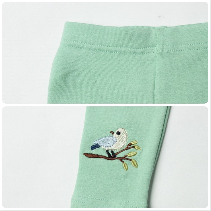 Quần legging Nina Kids màu kẹo thêu hình chú chim cho bé gái 1-6 tuổi