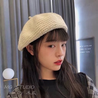 Nón Beret Đan Len Thủ Công Màu Sắc Retro Thời Trang Nhật Bản Cho Nữ