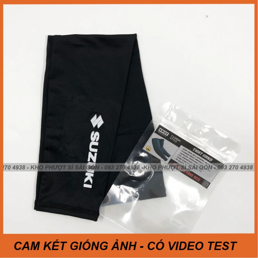 Găng ống tay chống nắng Biker màu đen trơn Swat - Ống tay chống tia UV cao cấp thun lạnh