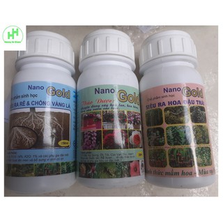 COMBO Nano GOLD 3 Bước Cho Cây Ăn Quả, Siêu Ra Rễ, Phòng Trừ Sâu Bệnh ,Siêu Ra Hoa Đậu Trái, Lọ 250ml