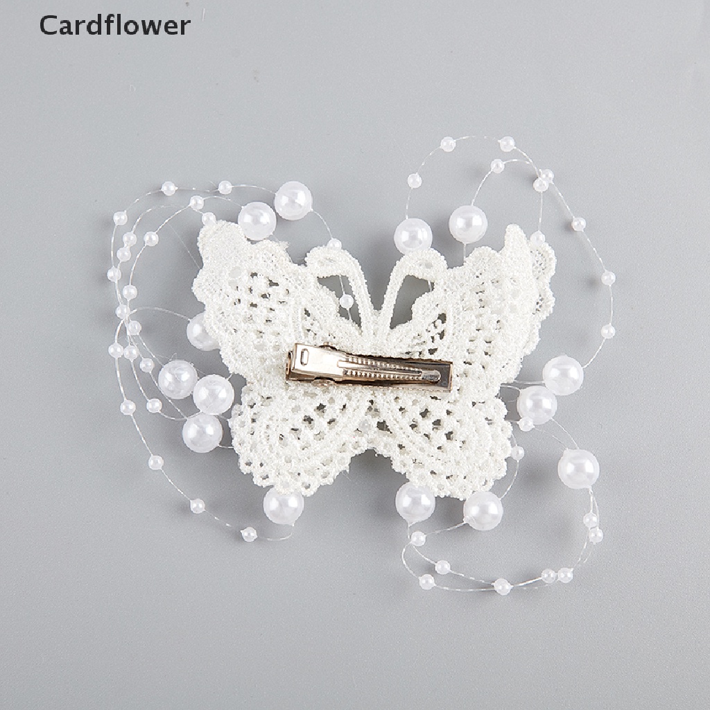 < Cardflower > Kẹp Tóc Hình Bướm Đính Ngọc Trai Pha Lê Cho Cô Dâu Phụ Kiện Ngày Cưới Giảm Giá