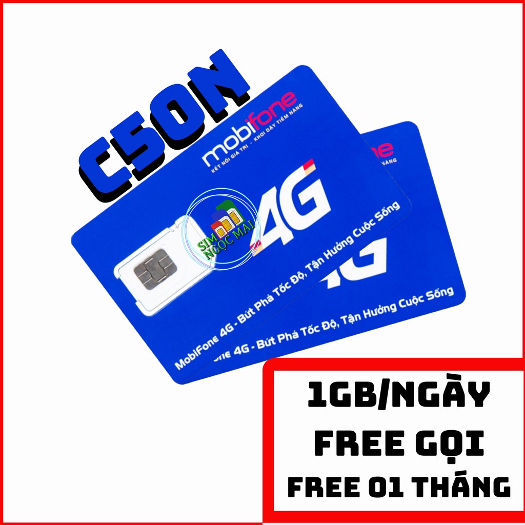 Sim 4G Mobifone C120 - C50N - 2gb/ngày - 60gb/tháng - data tốc độ cao - miễn phí gọi