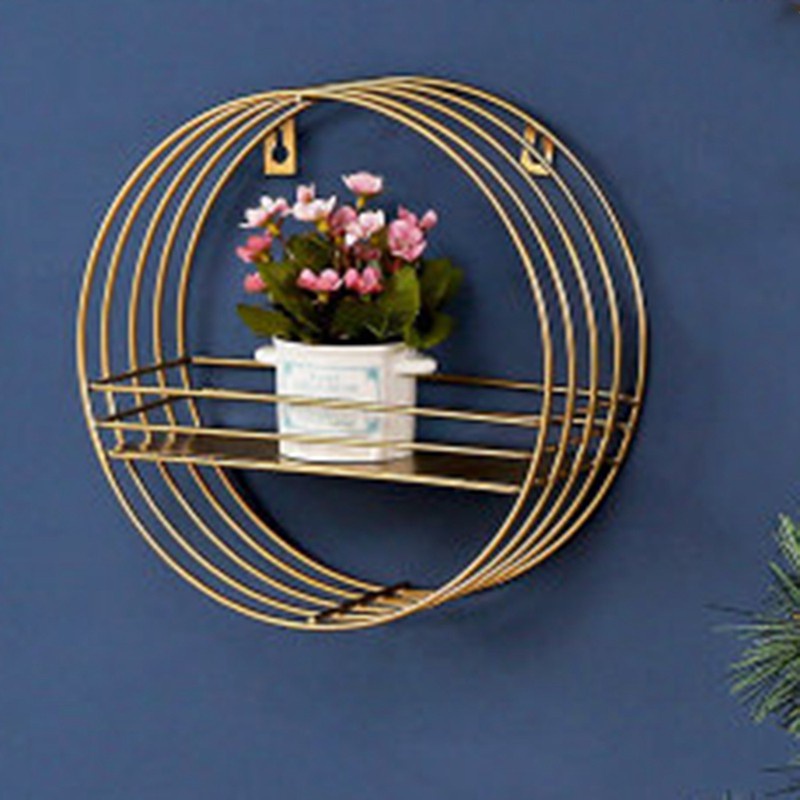 Nordic Minimalist Style Wrought Iron Golden Round Creative Wall Rack