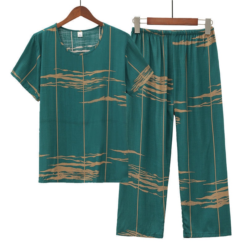 Bộ Đồ Ngủ Tay Ngắn Dáng Rộng Bằng Lụa Cotton Lụa 5XL Thời Trang Mùa Hè Cho Nữ