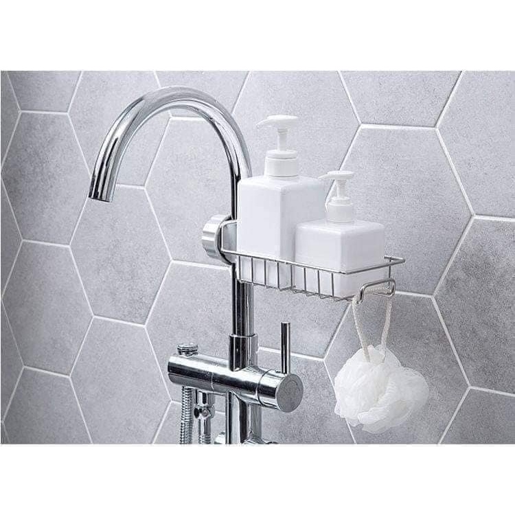 Giá Treo Bồn Rửa Bát Inox 304 Không Gỉ, Kệ Gắn Vòi Để Đồ Giẻ Rửa Bát-Tiện lợi,giá rẻ