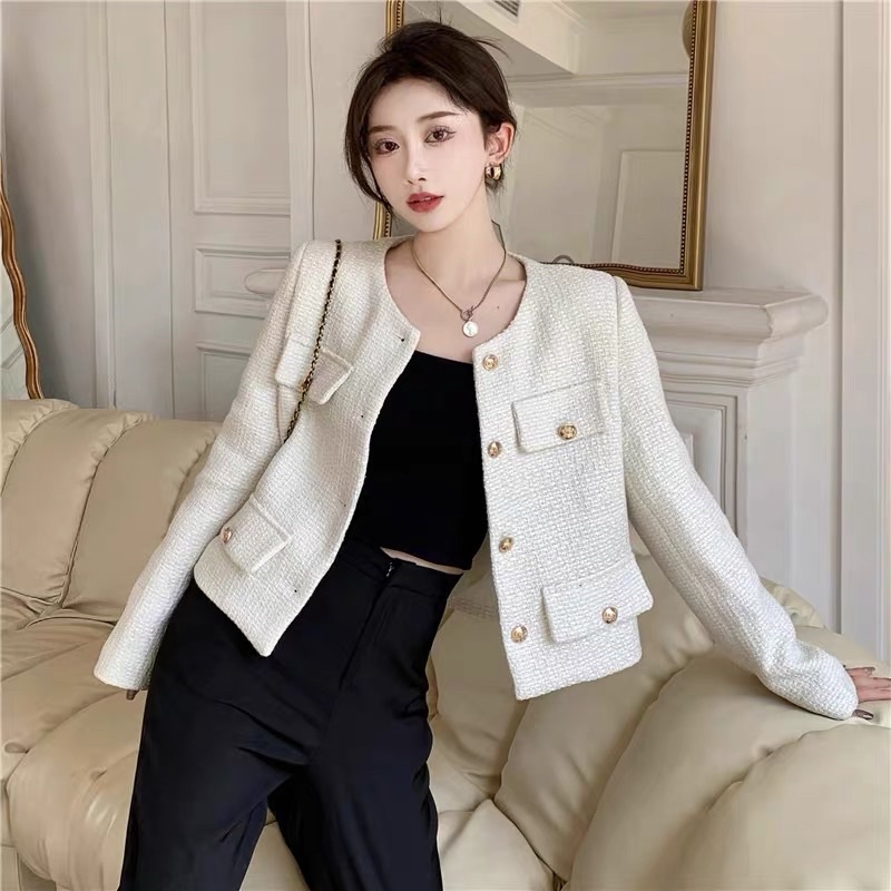 Áo dạ Tweed 4 túi nắp sang chảnh