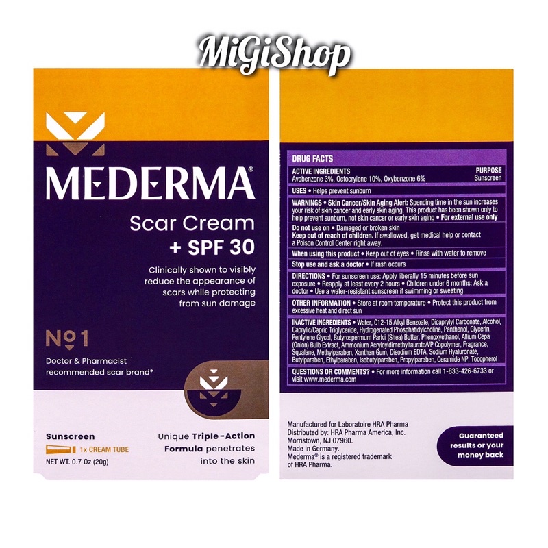 Kem Mờ Sẹo Chống Nắng Mederma Sunscreen Scar Cream SPF30 20g