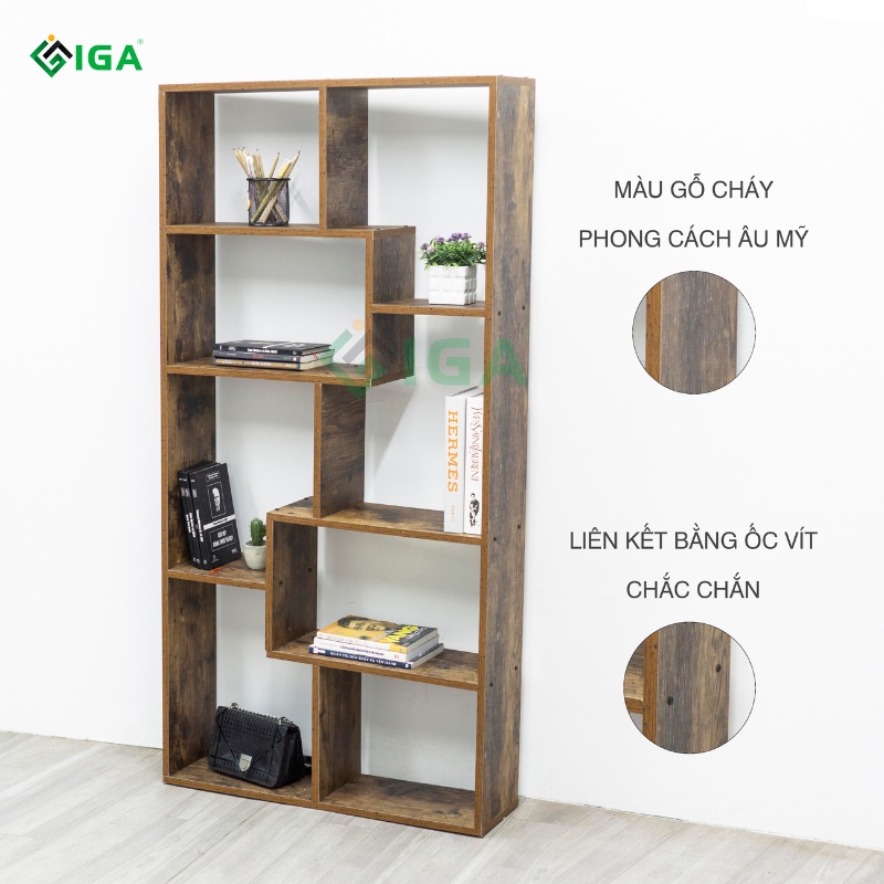 Kệ sách để sàn đa tầng, kệ sách gỗ phù hợp với mọi loại bàn làm việc - GP42