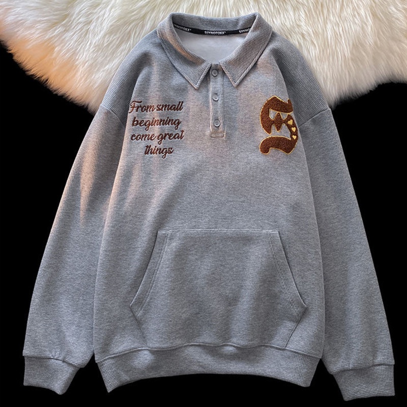 Áo Sweater Mỏng Cổ POLO Thêu Họa Tiết Thời Trang Thu Đông Cho Nữ