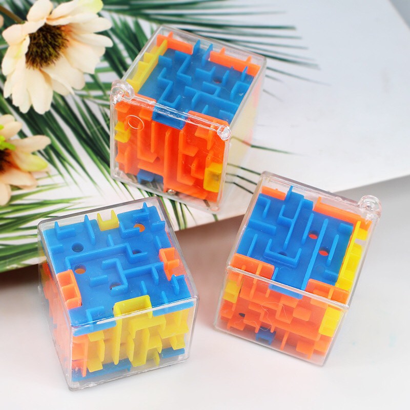 RUBIK mê cung kèm móc khoá - Đồ chơi giảm stress Rubik cube trí tuệ cho bé và gia đình