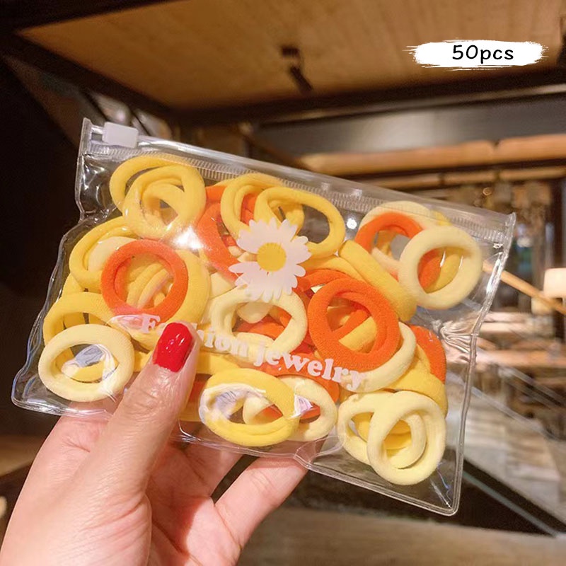 Set 50 Dây Cột Tóc Co Giãn Màu Sắc gradient Phong Cách Hàn Quốc Cho Bé