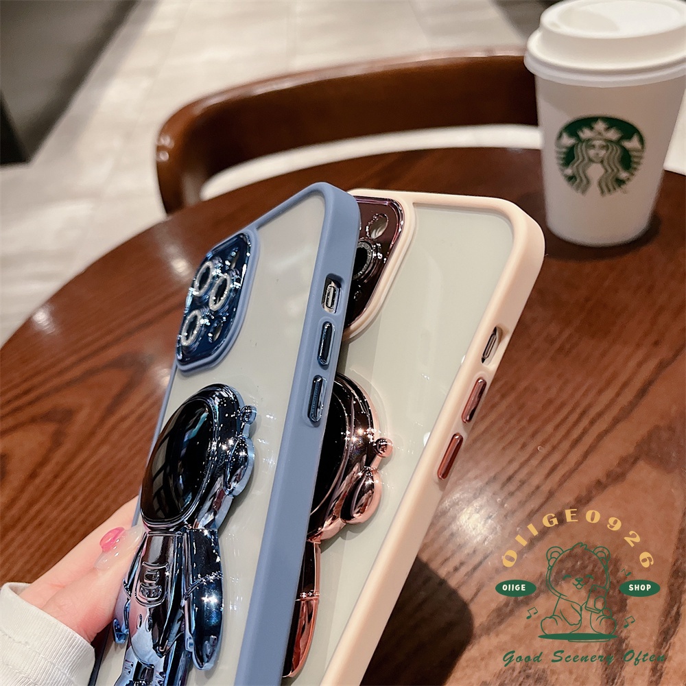 Ốp Điện Thoại Hình Phi Hành Gia Kim Tuyến Có Giá Đỡ Mạ Điện Cho Iphone 13 12 11 Pro Max Xs Max Xr 8 7Plus