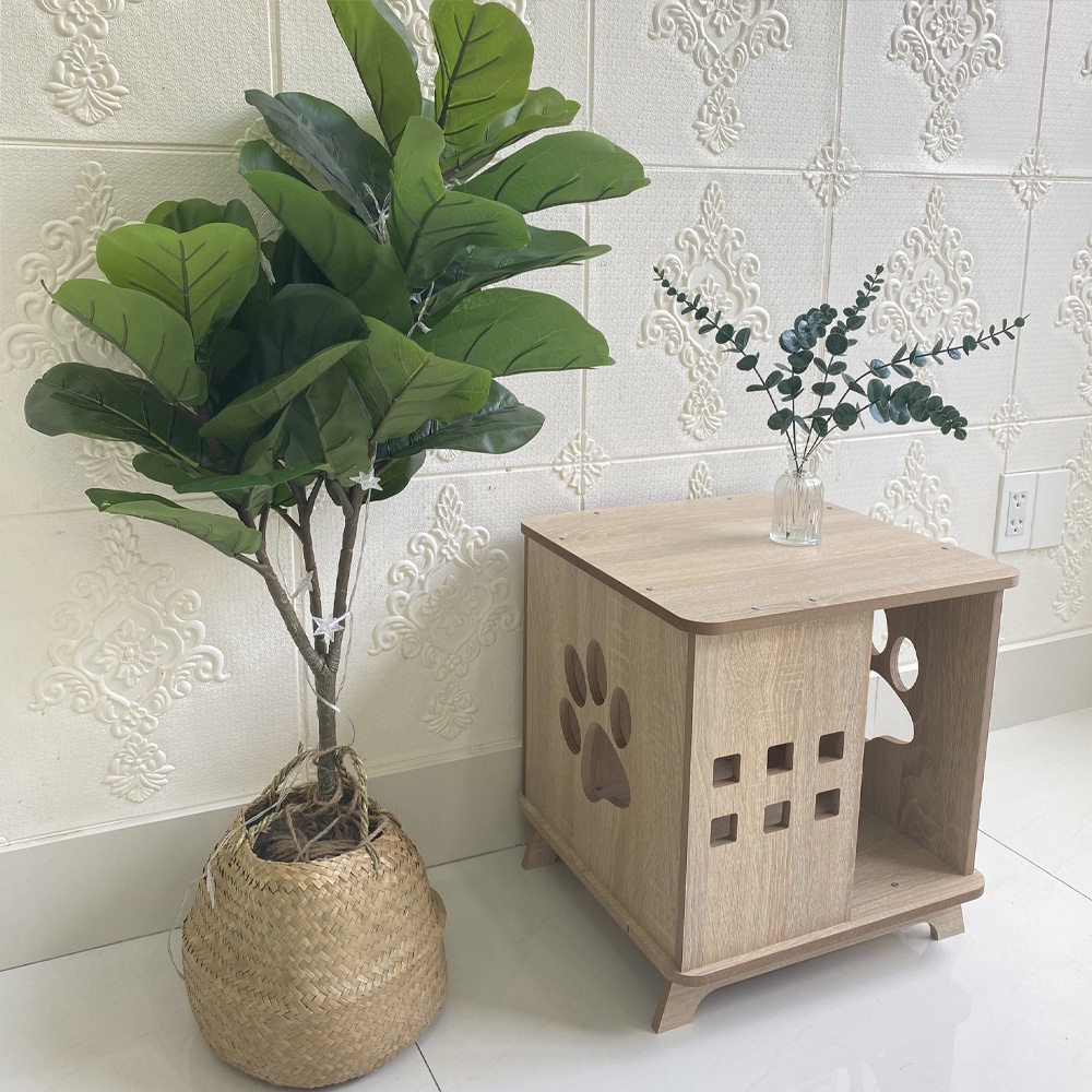 Nhà cho mèo, chuồng mèo gỗ giá rẻ mẫu cửa đứng, thiết kế hiện đại, di chuyển linh hoạt  – SGP206