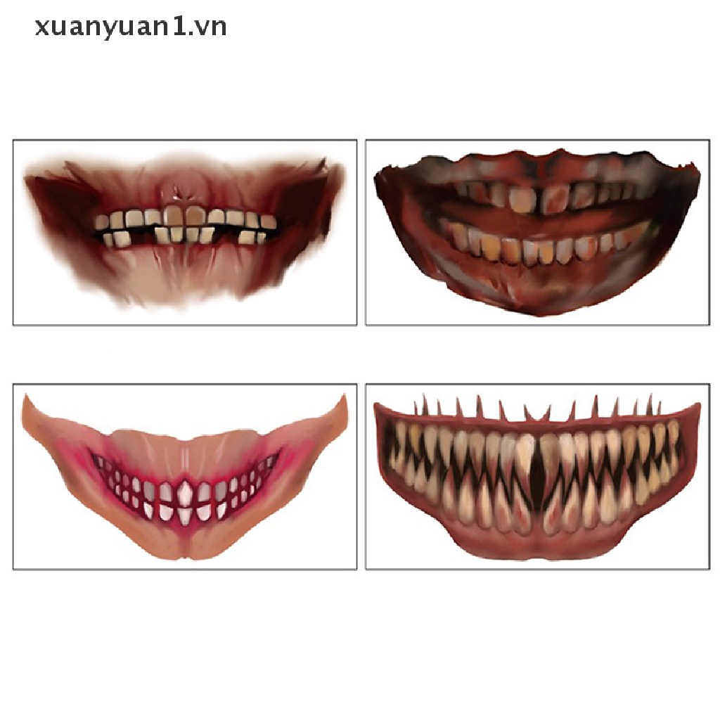 1 Tờ Hình Xăm Dán Mặt Môi Miệng To Phong Cách Halloween Độc Đáo