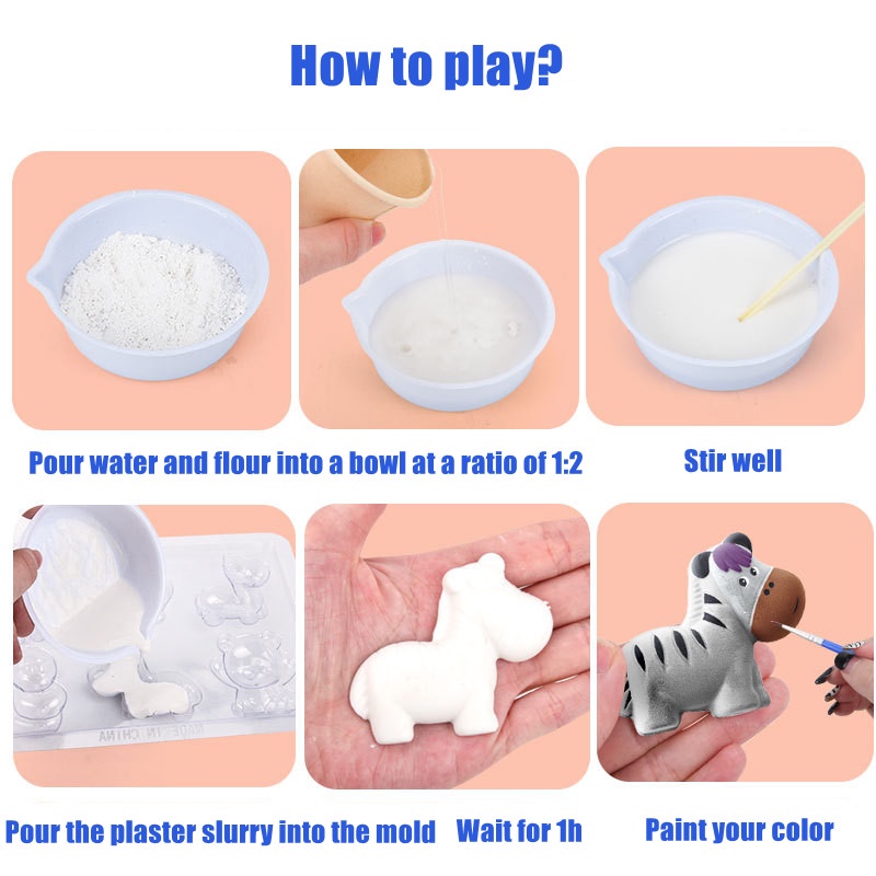 SABUY Tự làm Sơn Thạch cao Búp bê Trẻ em Tranh Vẽ Mô hình Thạch cao Đồ chơi