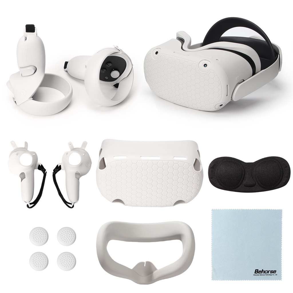 Bộ Phụ Kiện Tai Nghe Và Điều Khiển VR 6 Trong 1 Cho Oculus Quest 2 Vỏ Bảo Vệ Điều Khiển Có Thể Bảo Vệ Tay Cầm Điều Khiển Từ Xa Có Thể Mặc Và Xé Rách, Dây Đai Điều Chỉnh Không Lo Lắng về người điều khiển Ngón Tay Silicone