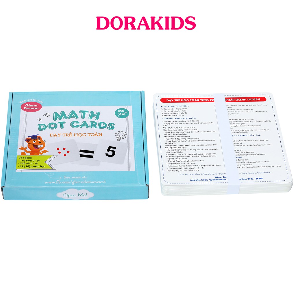 Bộ thẻ học thông minh, Bộ thẻ học toán 59 thẻ chuẩn Glenn Doman cho bé từ 0-6 tuổi khổ 21x21cm chất liệu Ivory cao cấp