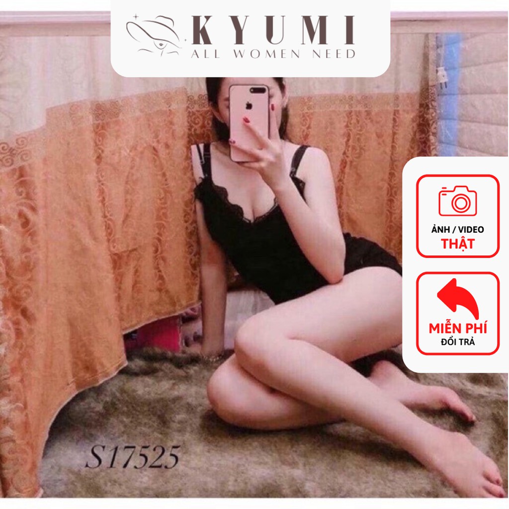 Đồ ngủ sexy đồ ngủ 2 dây viền ren KYUMI OFFICIAL, chất liệu thun borip cao cấp, freesize 40-60kg tùy chiều cao 007 | BigBuy360 - bigbuy360.vn