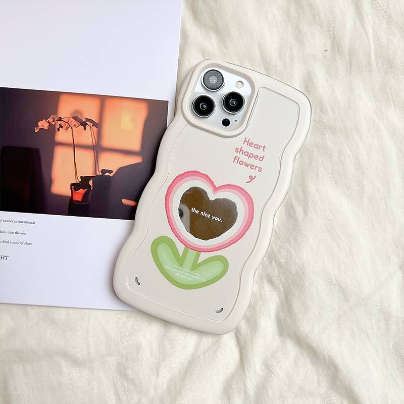 Ốp Điện Thoại Họa Tiết Ren Gắn Gương Hình Hoa Cho iPhone 13mini / 14plus 11 / 12pro 678Plus / xsmax / xr