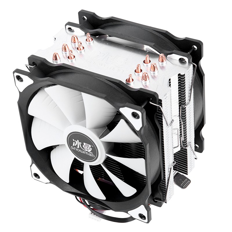 SNOWMAN 4PIN CPU cooler 6 heatpipe Double fans cooling 12cm fan LGA775 1151 115x