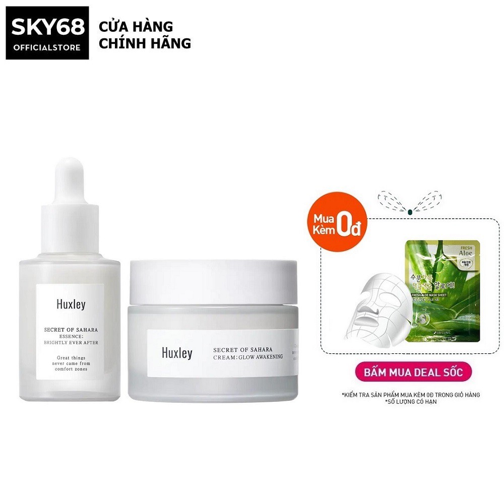 Combo Dưỡng Trắng Da, Giúp Da Căng Bóng Chiết Xuất Xương Rồng Huxley (SR Brightly Ever After + Kem Glow Awakening 50ml)