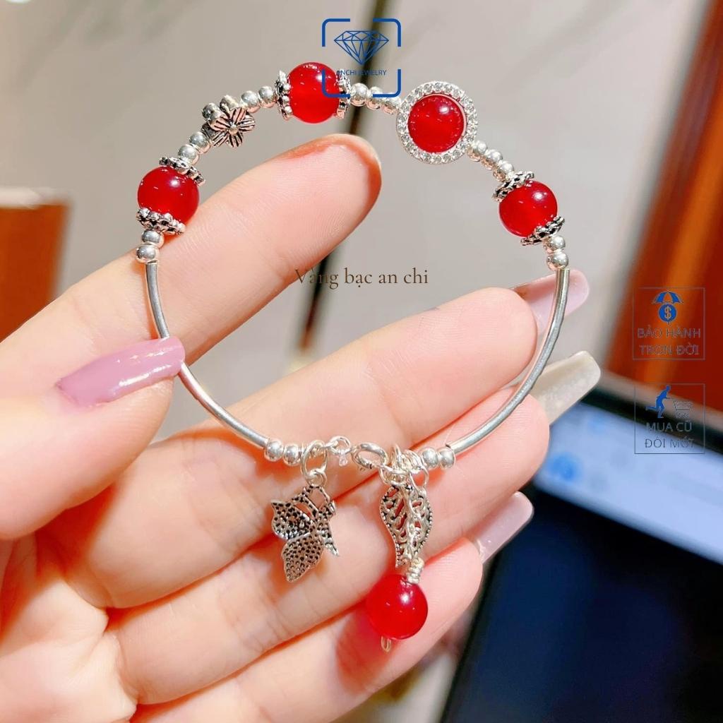 Lắc kiềng tay charm đá thiên nhiên , chuẩn bạc ta nguyên chất. Anchi jewelry