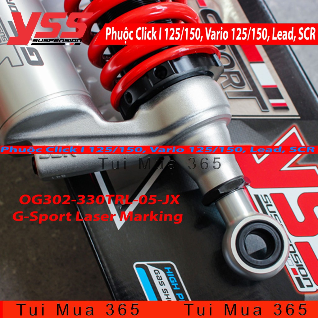 Phuộc YSS G-Sport Laser Marking Vario 125 / 150 Click I 125 / 150, Lead, SCR Đen / Đỏ ( Thái Lan )