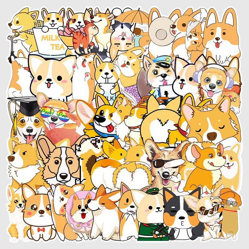 [ Set 10-50 ] Hình Dán Sticker Chó Corgi Vàng Siêu Cute Gắn Mũ Bảo Hiểmm , Vali , Laptop , Ván Trượt .. Havana Store