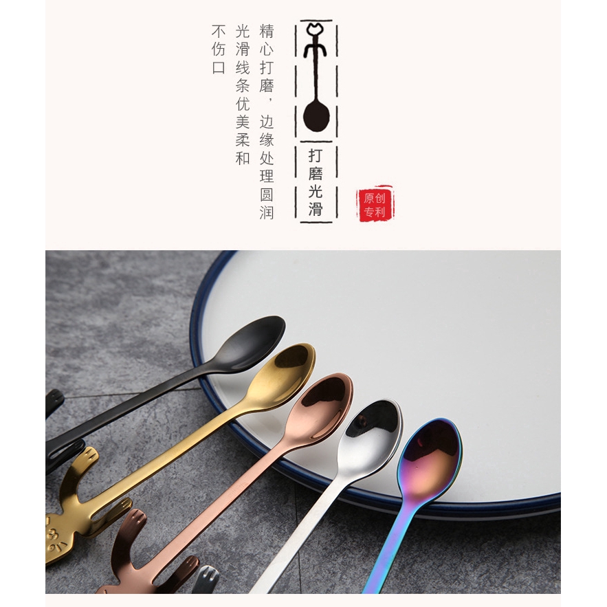 Muỗng cà phê inox cán hình mèo