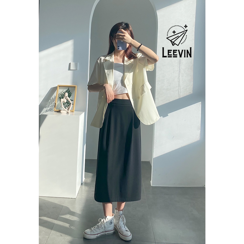 Chân Váy Chữ A Dài Cạp Cao Nữ Ulzzang Chân Váy Lưng Cao Kiểu Dáng Dài Qua Gối Lửng Leevin Store