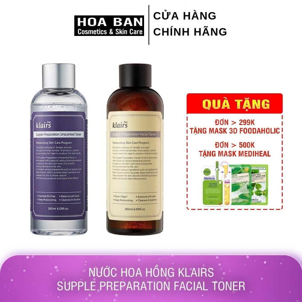 Nước Hoa Hồng Chống Viêm Dưỡng Ẩm Dear Klairs Supple Preparation Toner 180ml - HB0031