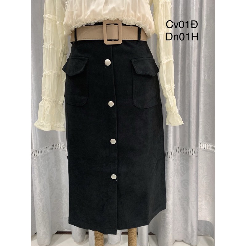 Chân váy bút chì nhung - 2 lớp dày dặn