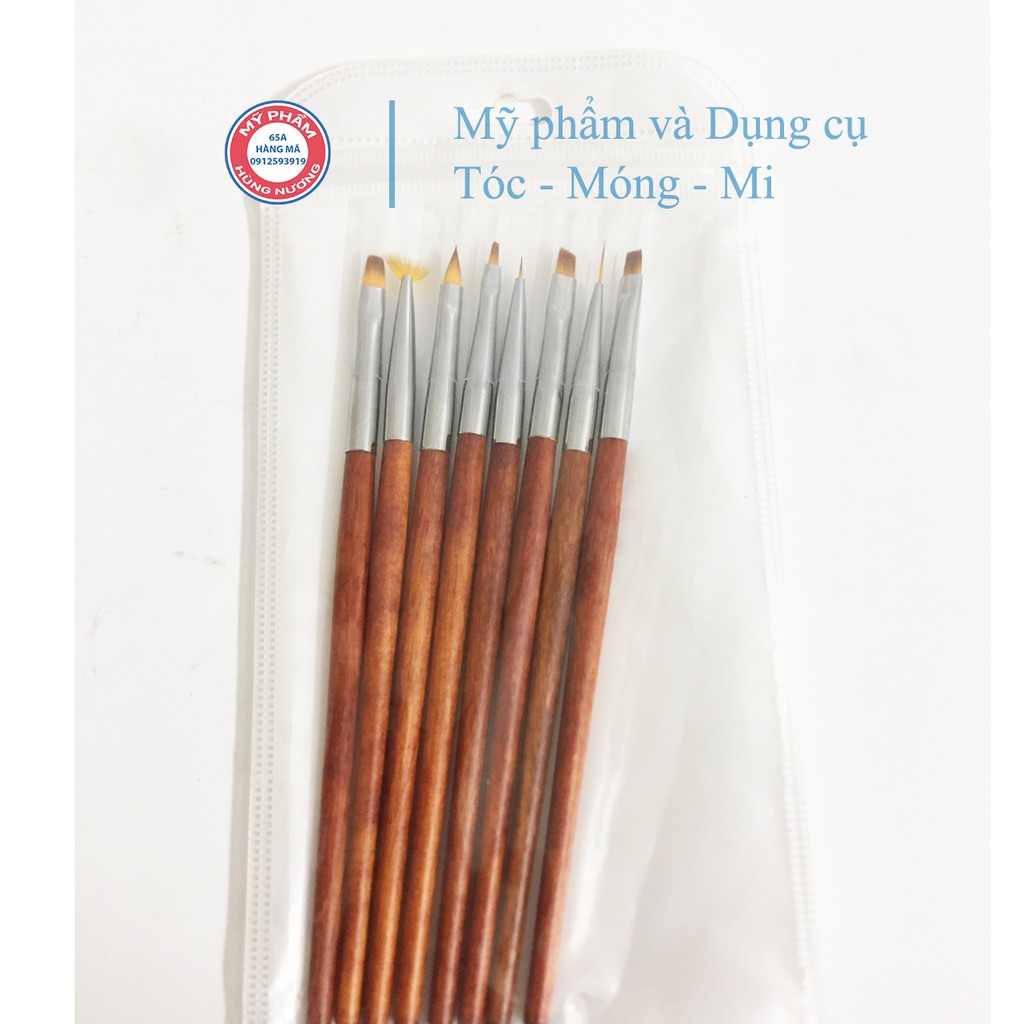 Bộ cọ móng 8 cây màu nâu