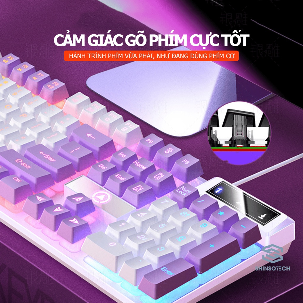 Bàn phím chơi game giả cơ SHINSOTECH K500 Led RGB xuyên phím ngoại hình nhiều màu sắc siêu đẹp chuyên gaming