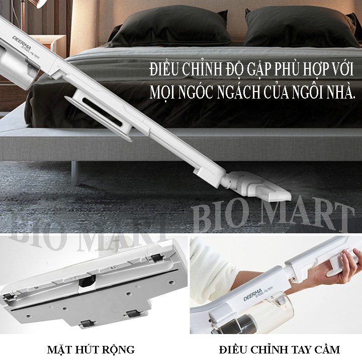 Máy Hút Bụi Cầm Tay DEERMA DX700, Tặng 3 Đầu Hút - Máy Hút Bụi Gia Đình, Thiết kế tay cầm 2in1 – BIO121