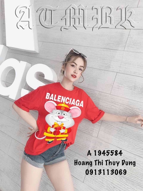 Áo thun form rộng chuột vàng in 3D