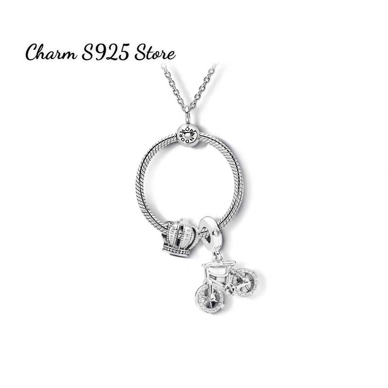 combo mặt dây chuyền charm pan mix 2 hạt charm cá tính bạc s925 cao cấp