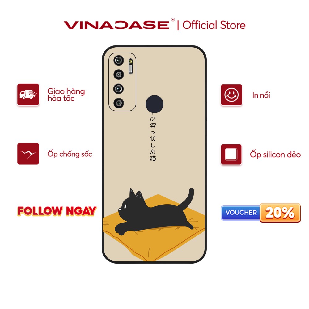 Ốp lưng Vina Case Vsmart Joy 3/Joy 4/Star 3/Aris/....dẻo đen in hình Mèo lười