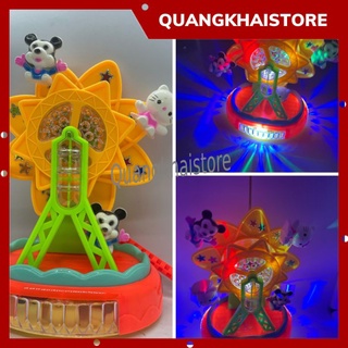 Đồ chơi lồng đèn trung thu cho bé gái hình công viên kitty và mickey có pin nhạc đèn