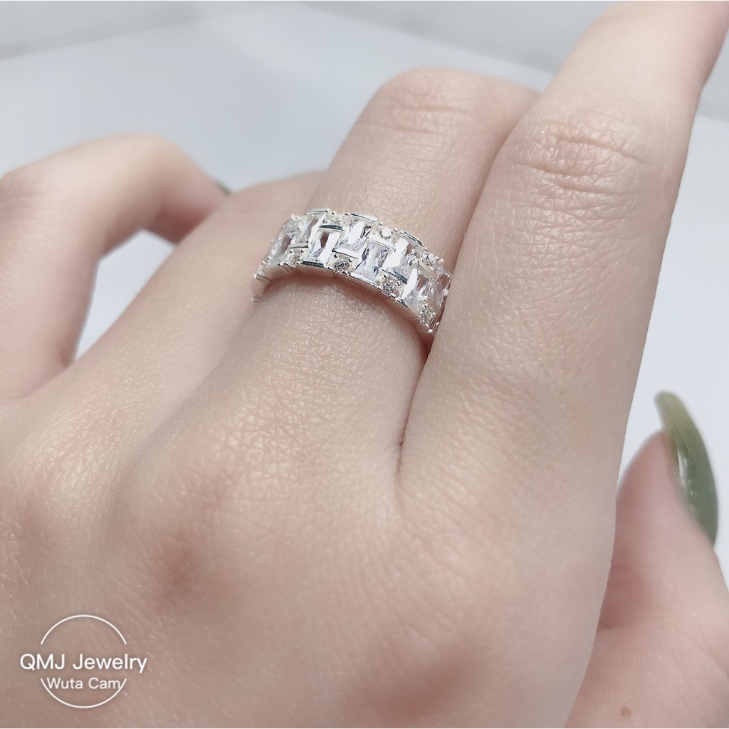 QMJ Nhẫn bạc Nữ Thần nạm đá maget lấp lánh, sang trọng dòng cao cấp Q277