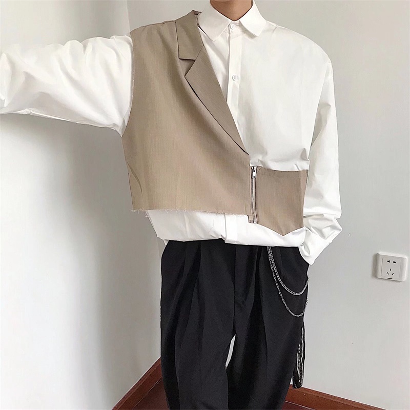 Áo Sơ Mi Nam Dài Tay Giả Hai Lớp Phong Cách Hàn Quốc Thời Trang Cao Cấp