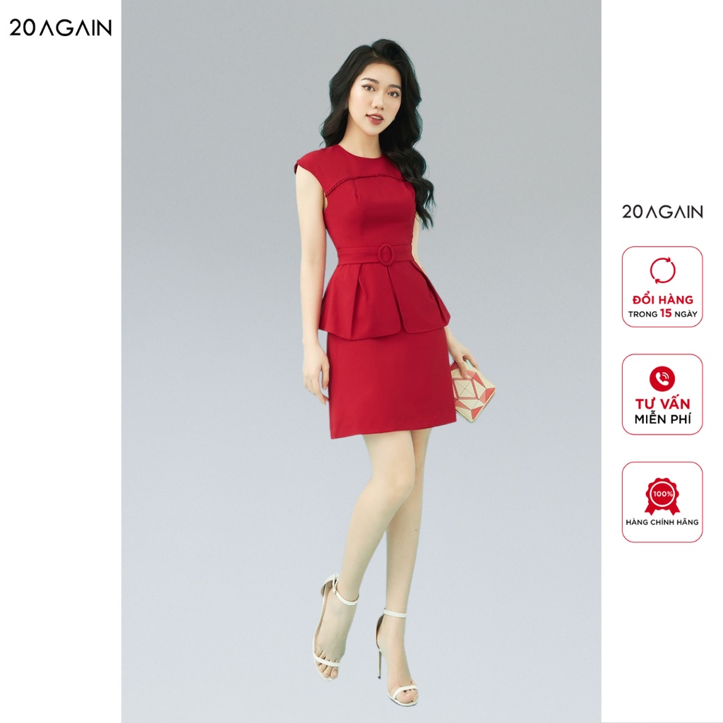 [Mã WABR1512 giảm 12% đơn 99K] Đầm Xòe Peplum Tà Xẻ Công Sở 20AGAIN DEA1229