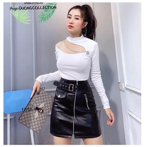 Chân Váy Chữ A, Chân Váy Da Cạp Cao Túi Nắp Khóa Kéo Có Quần Trong, Kèm Belt Hàng Quảng Châu Cao Cấp Trẻ Trung | Hanna | BigBuy360 - bigbuy360.vn